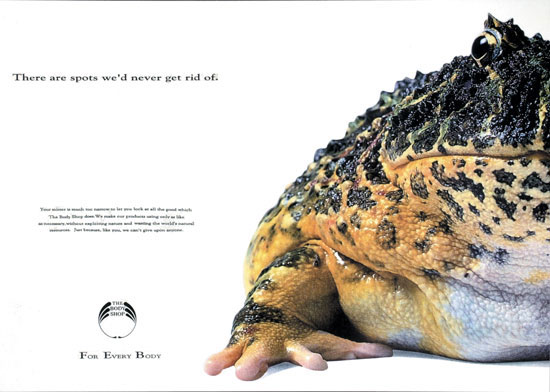 Campagna per The Body Shop realizzata dagli studenti dei Corsi di Art Direction e Copywriting e premiata con una Commendation al D&AD del 1993.