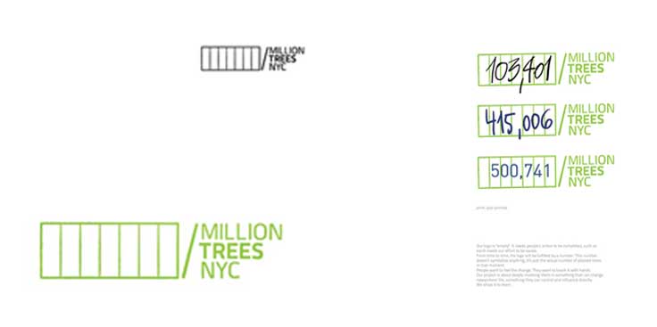 Bronze Pencil alla One show College Competition 2010 per il progetto di Corporate Identity realizzato per Million Trees NY.