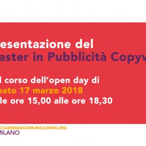 Presentazione Master in Copywriting Open day sabato 17 marzo