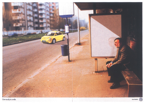 Campagna per New Beetle premiata con una Commendation nell'ambito del D&AD 1999 Autori Selmi Barissever, Francesco Fallisi e Stefania Siani.