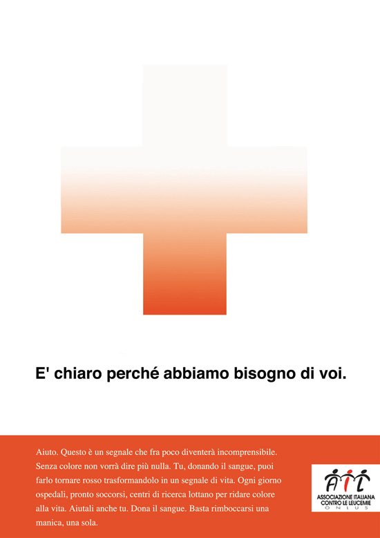 Campagna AIL per la Donazione Sangue, premiata con una menzione speciale nell'ambito dello Spot School Award I Edizione. Corso Art Direction/Copywriting.